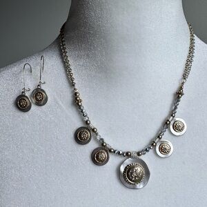 Chico’s Silver and Gold Necklace and‎ Earring Set